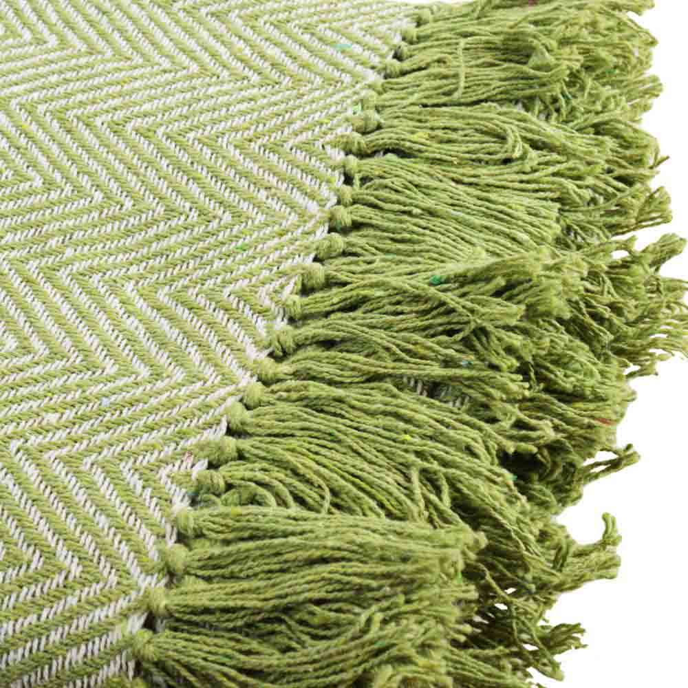 Recycled Cotton Throw/Bedspread Green Chevron Shared Earth &Keep