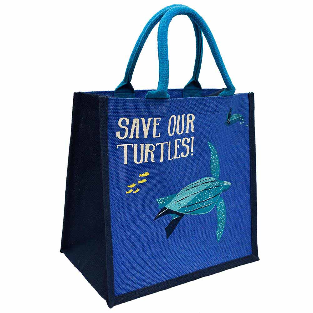 Medium Jute Bag by Shared Earth - Save Our Turtles &Keep