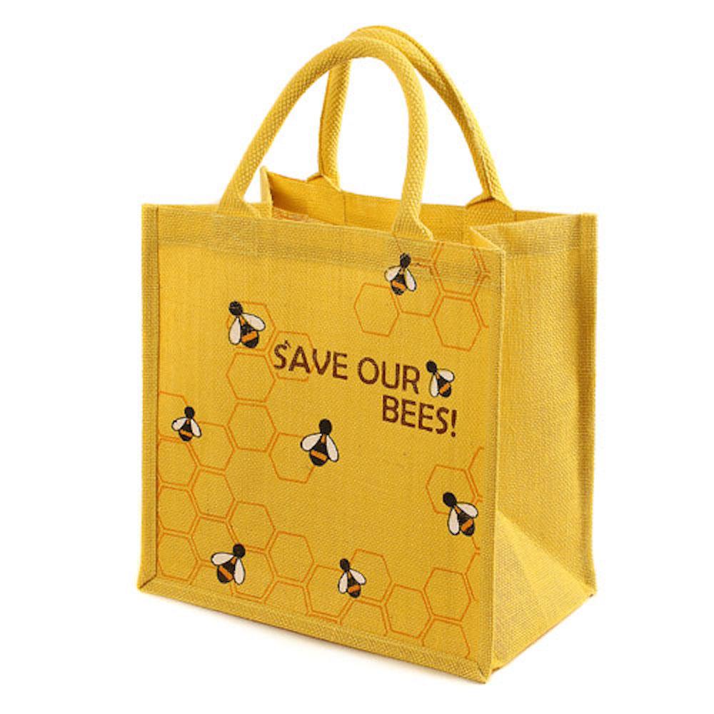 Medium Jute Shopping Bag by Shared Earth - Save our Bees &Keep