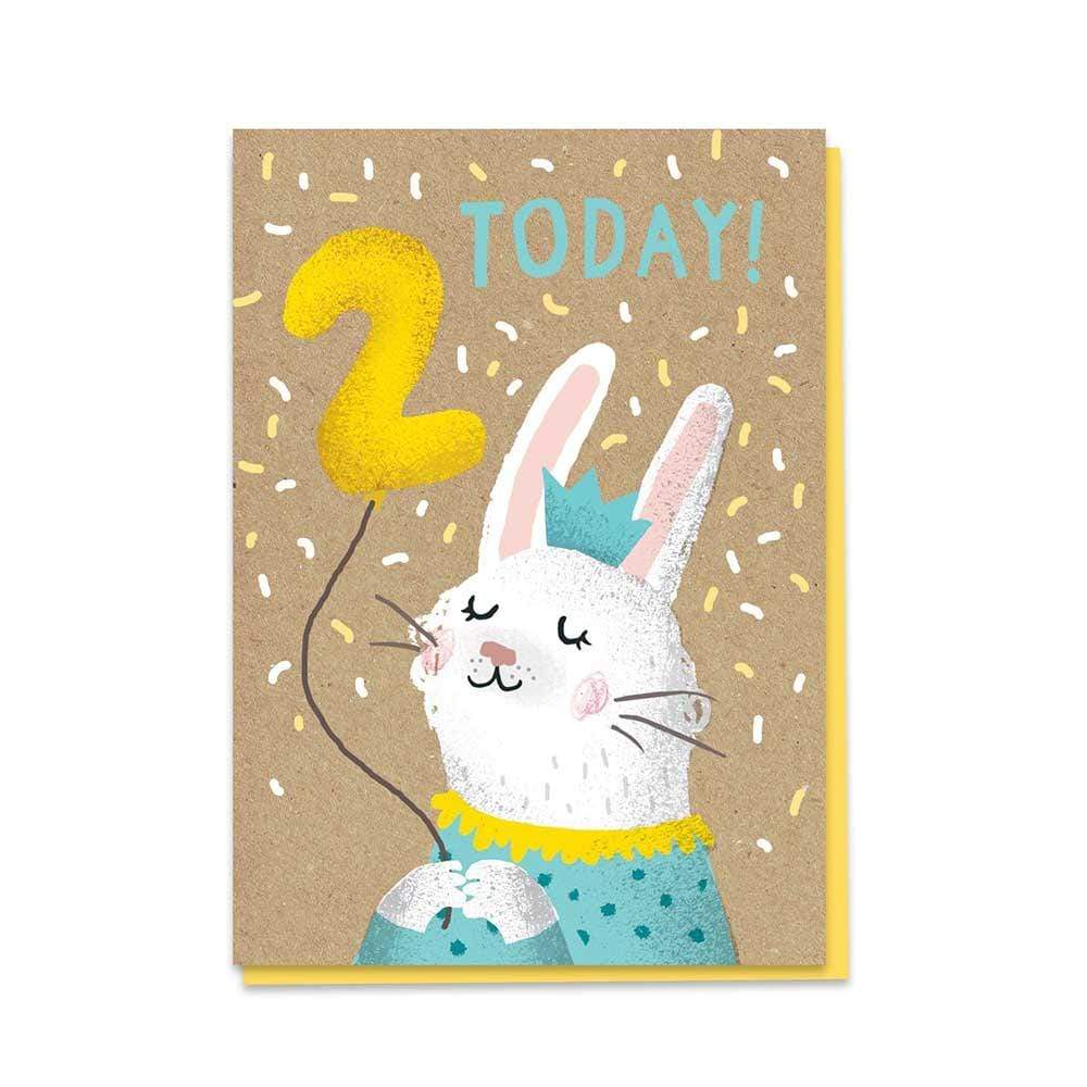 2nd Birthday Bunny - Recycled Charity Greetings Card &Keep