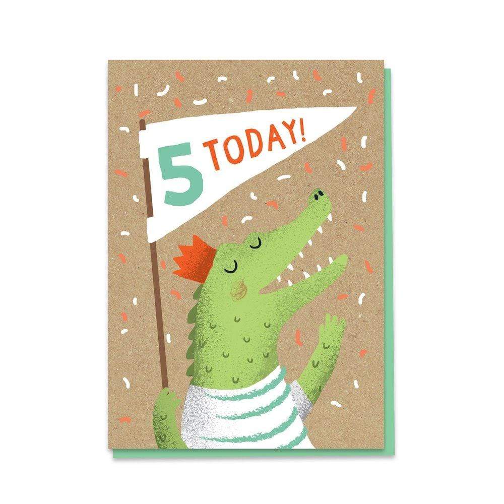 5th Birthday Crocodile - Recycled Charity Greetings Card Stormy Knight &Keep