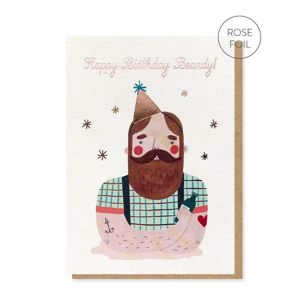 Happy Birthday Beardy Greetings Card plastic-free &Keep 