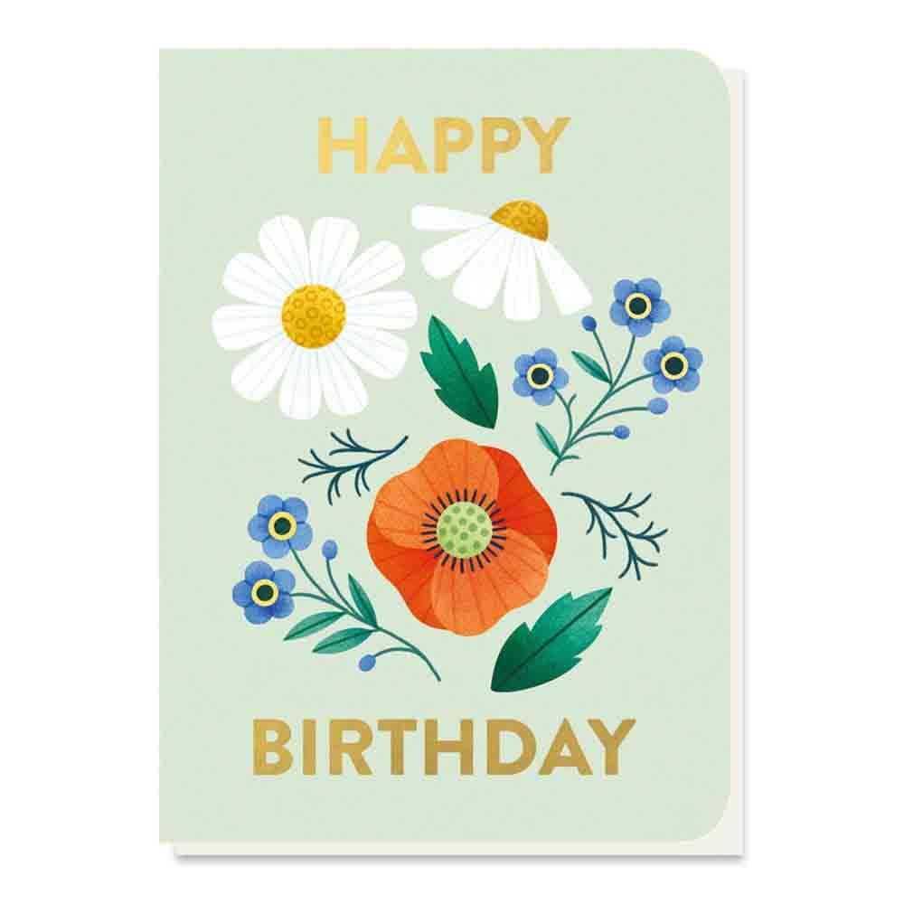Happy Birthday Greetings Card with Wild Flowers Seed Sticks &keep