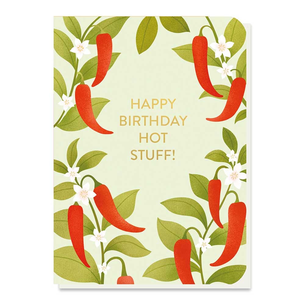 Happy Birthday Hot Stuff Greetings Card with Chilli Seed Sticks &Keep
