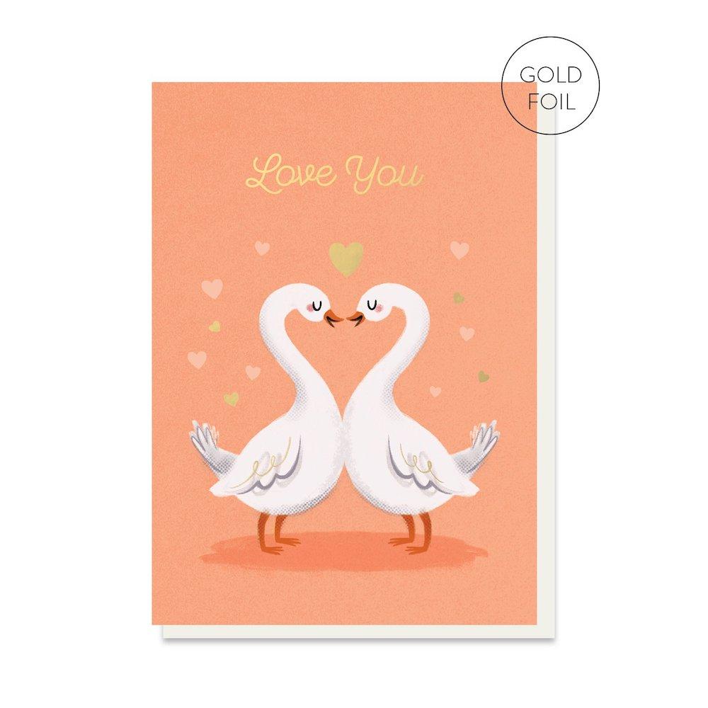 Love Swans Greetings Card Stormy Knight &Keep