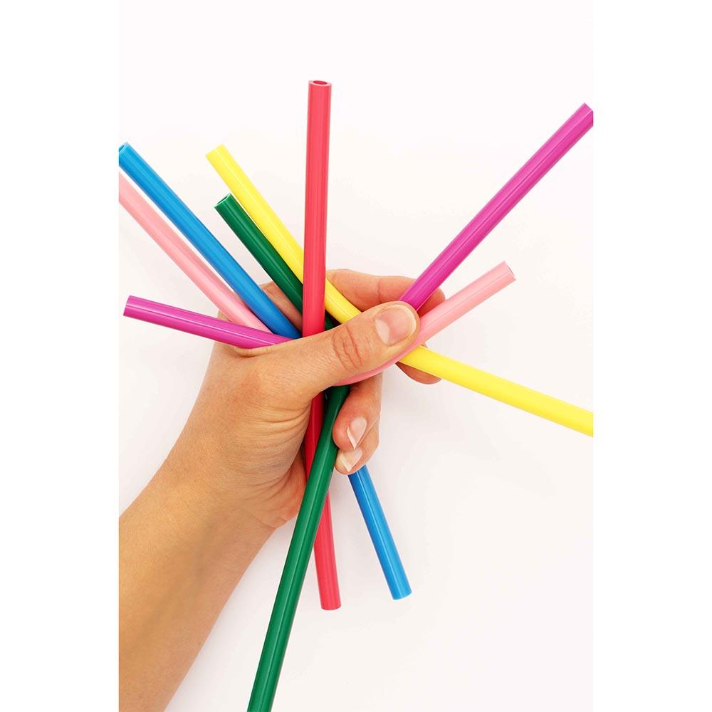 Pack of 8 Colourful Reusable Silicone Straws &Keep