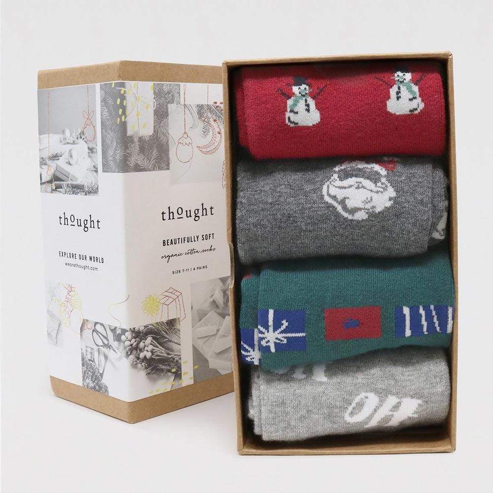 Gift Box of 4 Men's Organic Cotton Christmas Socks by Thought &Keep