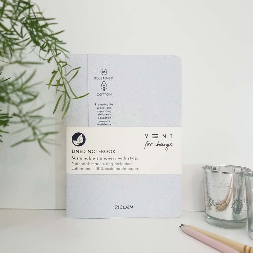 RECLAIM Recycled Cotton Notebook A5 White VENT for Change &Keep