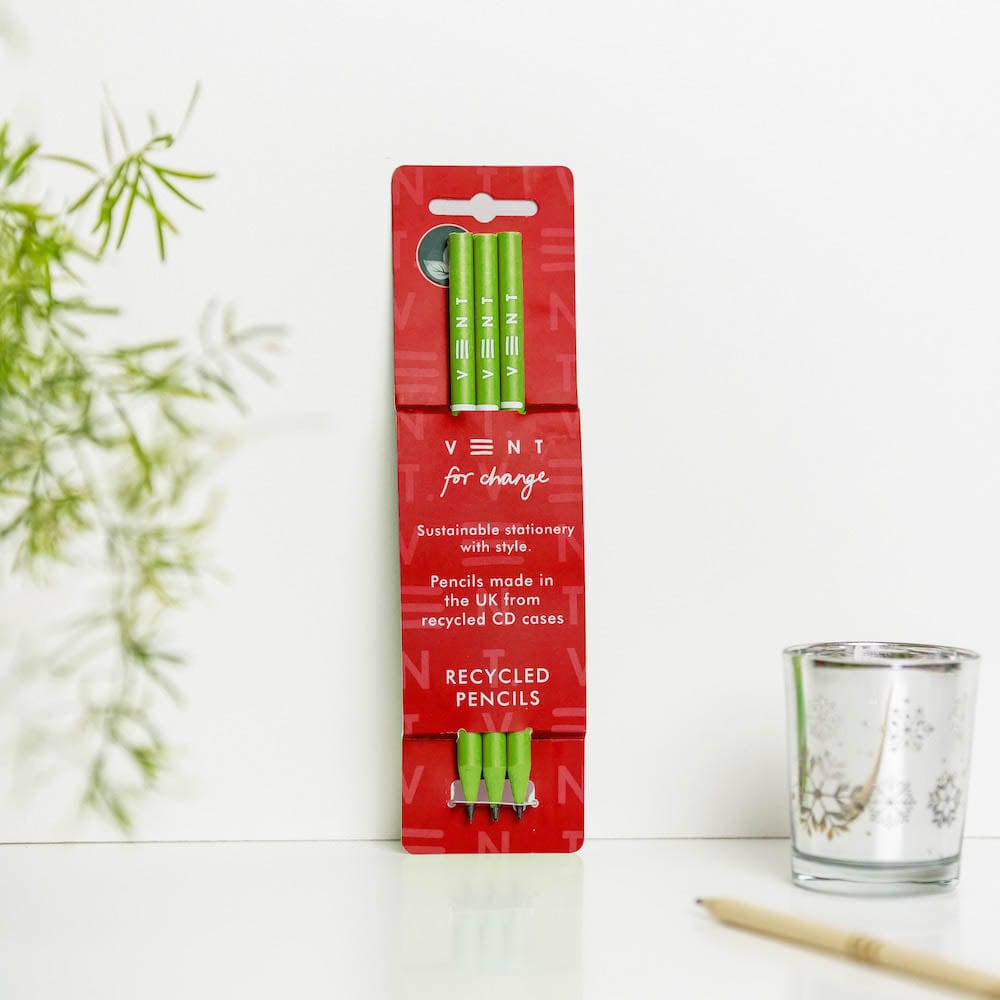 Christmas Edition Recycled CD Case 'Make a Mark' Pencil Set &Keep