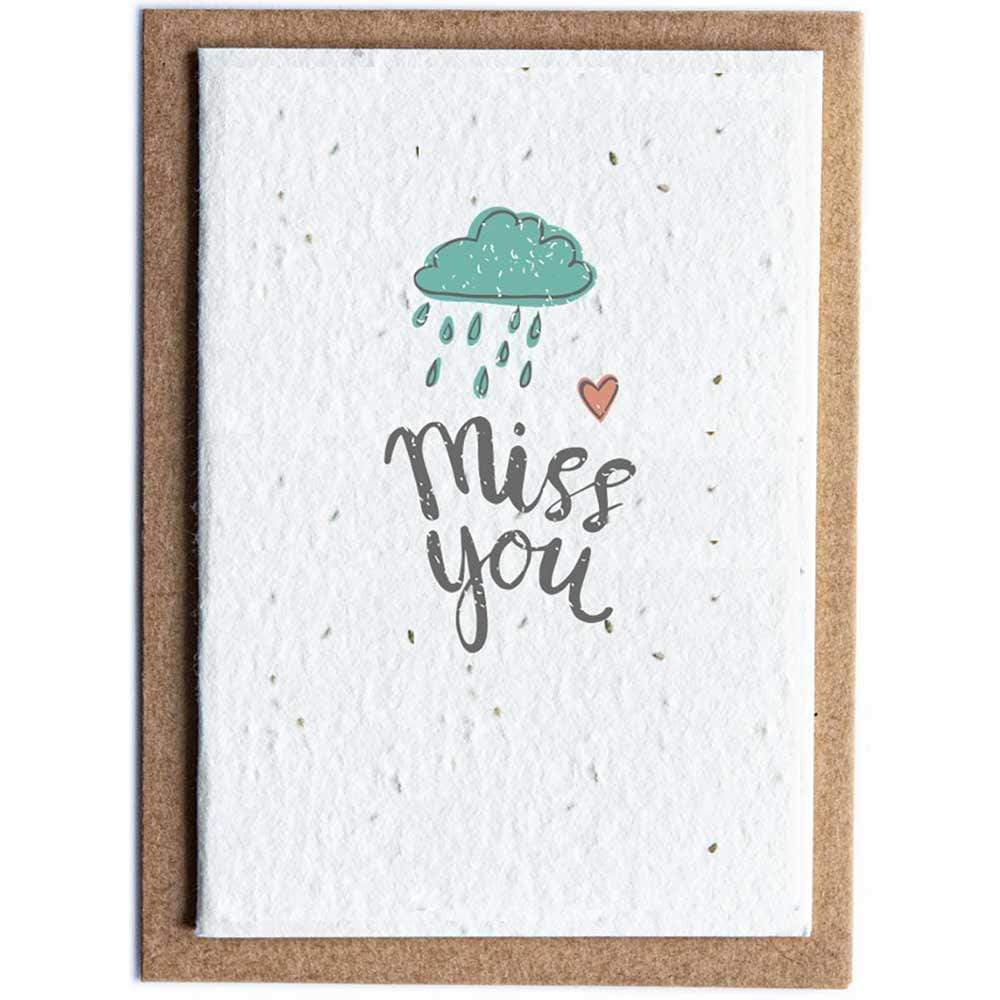 Seed Paper Greetings Card - Miss You Cloud &Keep